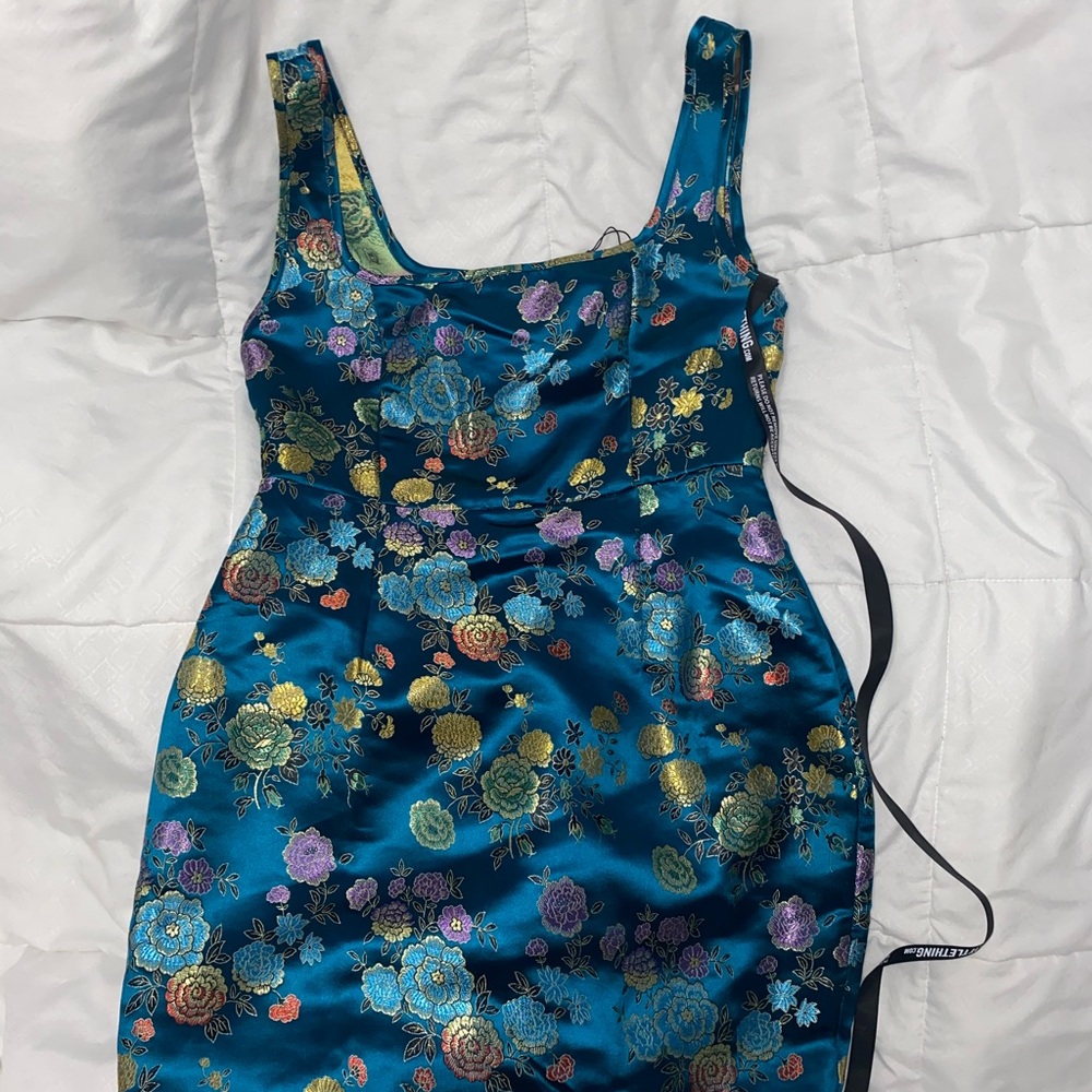 SOLD Square neck oriental bodycon dress